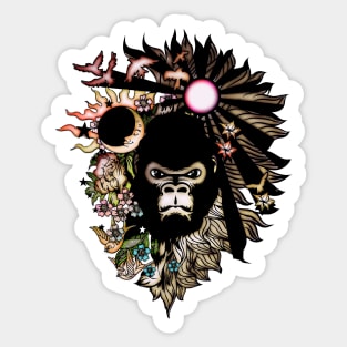 Wonderful gorilla with flowers Sticker